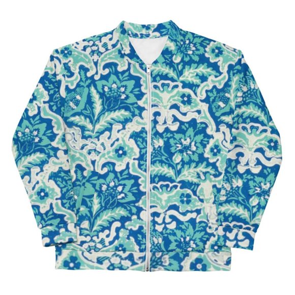 Vintage Flower Pattern Unisex Bomber Jackets. - Picture 5 of 6